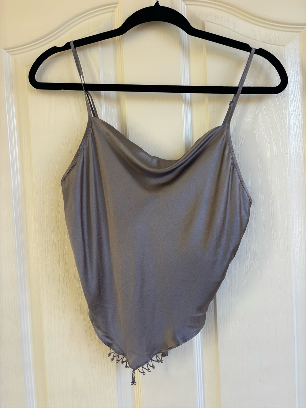 Vintage Victoria's Secret 100% Silk Silver-Gray Cowl Neck Top